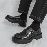 Men's Thick-Soled Horsebit Buckle Leather Loafers